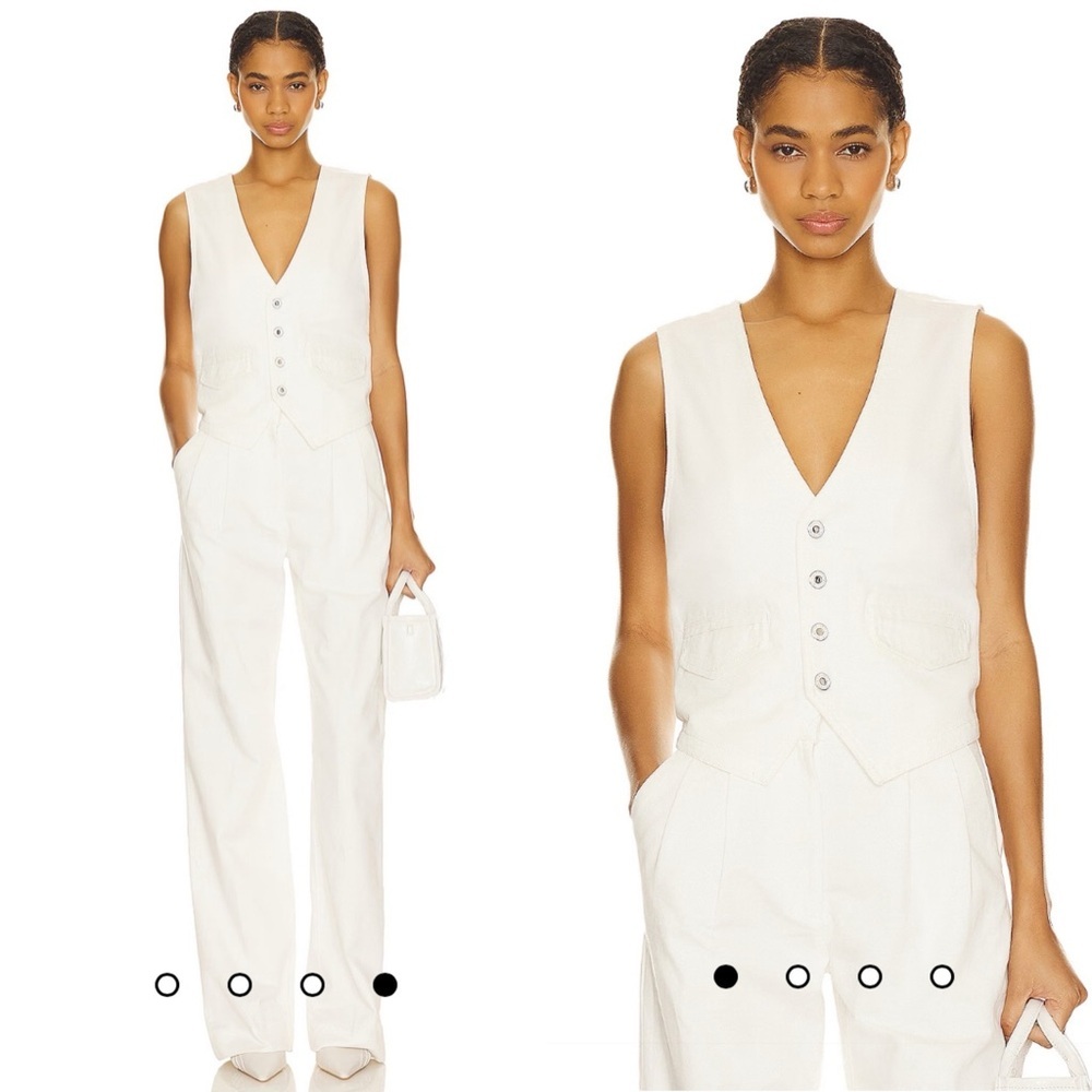 Favorite Daughter Cream V-Neck Button Front Vest
